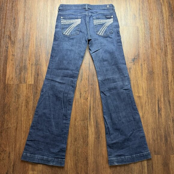 7 For All Mankind Jeans Womens 29 Blue Dojo Blue Santiago Mid Rise - Picture 2 of 10